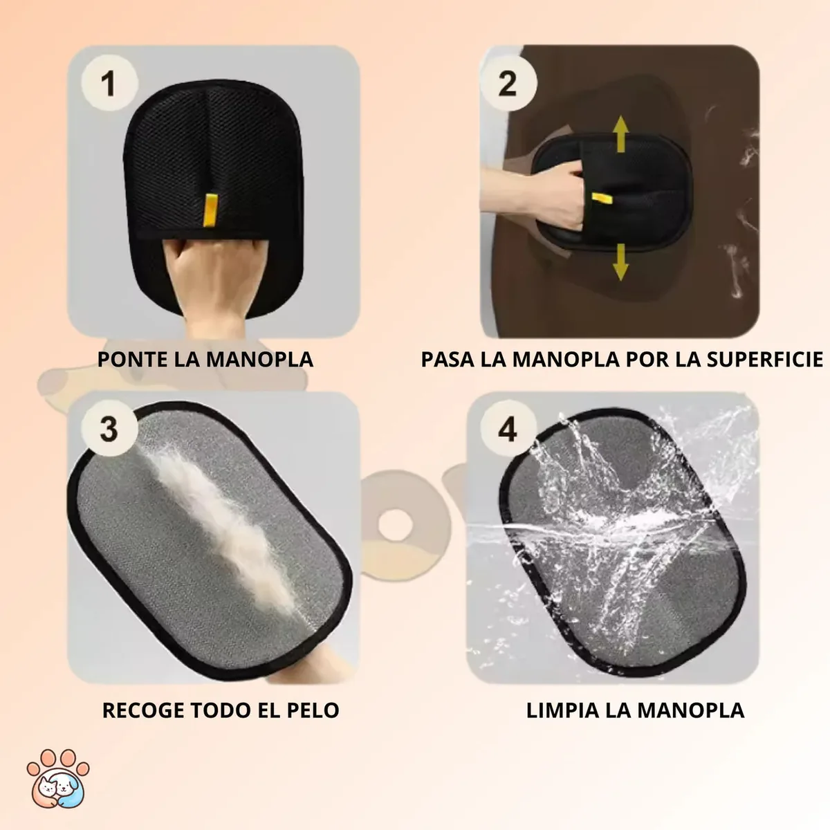 Guante quitapelos reutilizable